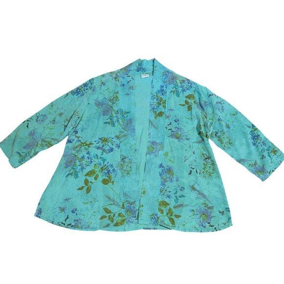 Vintage Lagenlook Open Front Top Kimono Boho CMC Coastal Grandma Festival Floral - Picture 2 of 10